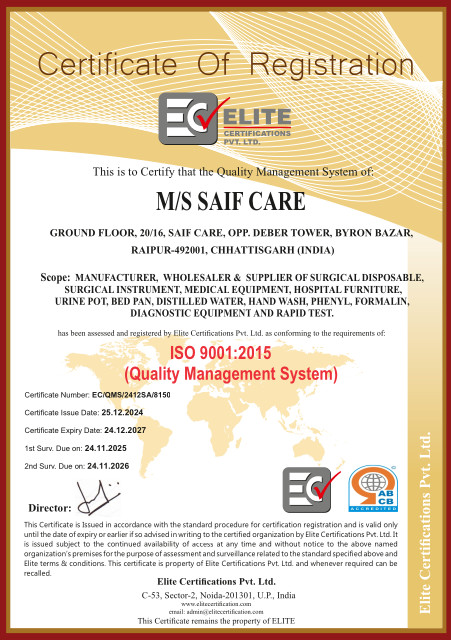 Saif Care, Raipur C.G. an ISO 9001:2015 Company